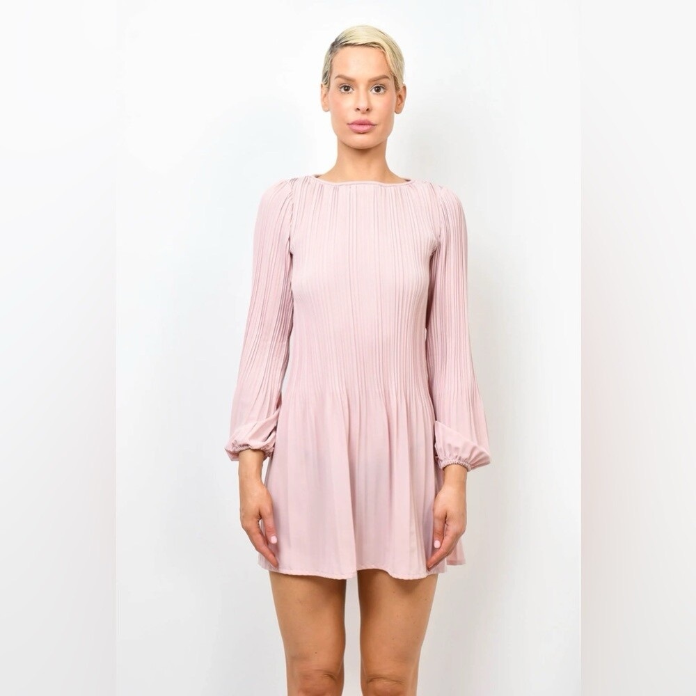 Maje Rockin Pleated Dress in Pink XS